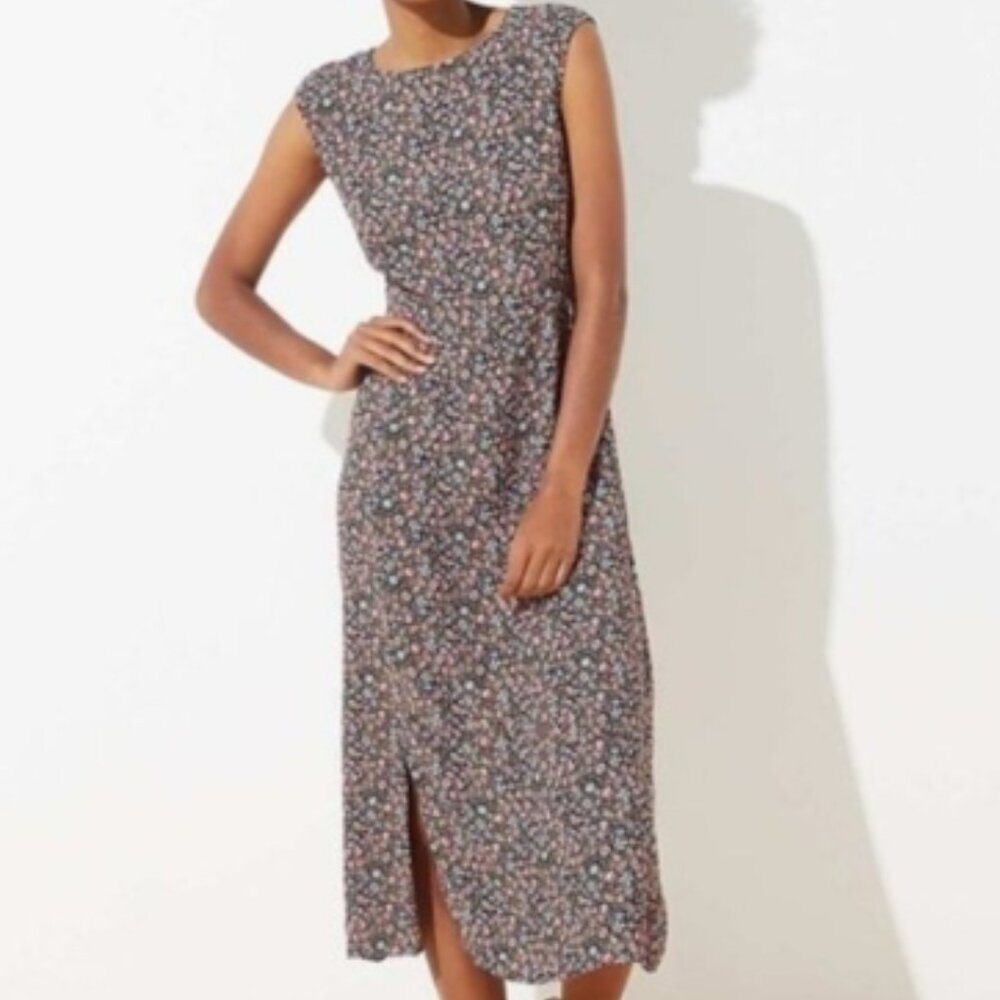 LOFT Vine Floral Paisley Cap Sleeve Midi Dress